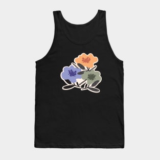 Quirky Poppies with black leaves on cream background Tank Top